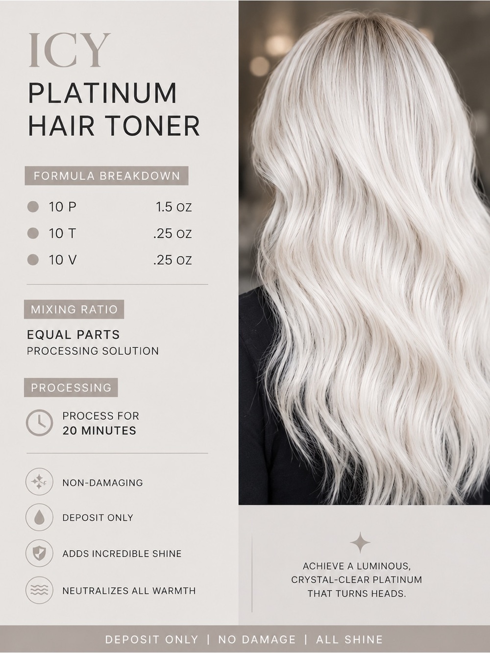 Blonde Hair Toner. 10P + 10T + 10V+ processing solution